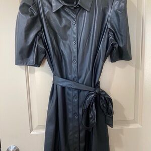 DKNY Black Long Sleeve Button-Down Dress